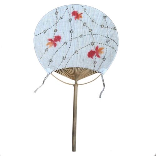 Round Fan Ramie Artware Hand Paint Goldfish