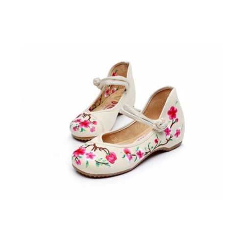 Peach Flower in Blossom Vintage Style Vintage Chinese Embroidered Shoes