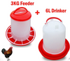 Poultry Bird Chicken Drinker 6L and 3kg Feeder