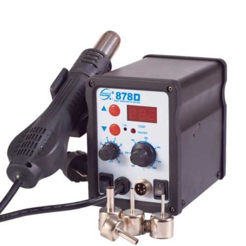 2in1 Rework Soldering Station Iron Welder Hot Air Gun & Tip with 878d