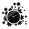Acrílico Bricolaje Reloj de Pared Espejo Creativo Silencioso Negro