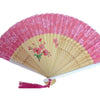 Cotton Cloth Folding Fan Woman      rose red