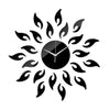 Acrílico Girasol Espejo Cuarto de Estar Reloj de Pared Negro