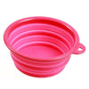 Silicone Pet Food Basin Foldable Portable Cat Dog Pet Bowl   rose red