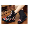 Vintage Beijing Cloth Shoes Embroidered Boots black 35