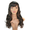 55cm Bouclé Ondulé Perruque Incliné Frisette Faits Saillants Cheveux Noirs