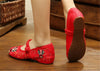 Vintage Chinese Embroidered Floral Shoes Women Ballerina Mary Jane Flat Ballet C