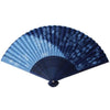 Gift Folding Fan Cotton Flax Sakura with Cover Blue