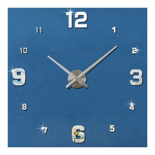 Acrylic Wall Clock DIY Digit Mirror Living Room   silver
