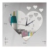 3D Silent Kid Room Wall Clock Love Heart Mirror   silver