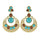 Ethnic Colorful Alloy diamond crescent earrings   SKY BLUE+COFFEE