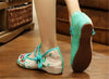 Chinese Embroidered Floral Shoes Women Ballerina Mary Jane Flat Ballet Cotton Lo