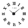 Living Room Slient Wall Clock DIY Roman Digit Mirror Sticking   black