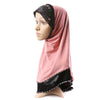 Dignified Muslim Scarf Kerchief Hat Macrame Zircon Thin    pink