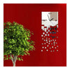 Mirror Wall Clock 3D Decoration Square Mosaic   silver