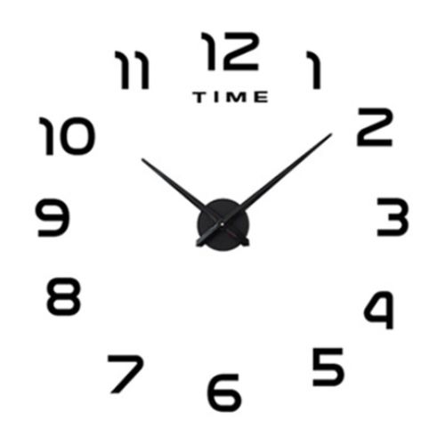 DIY Silent Wall Clock Simple Mirror Sticking   black