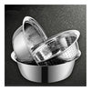 Three-piece stainless steel pots Wash rice sieve Wash rice and vegetables basin
