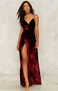 Sexy Burgundy Velvet Backless Maxi Evening Cocktail Long Party Dress