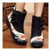Vintage Beijing Cloth Shoes Embroidered Boots black 35