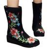 Vintage Beijing Cloth Shoes Embroidered Boots black 35