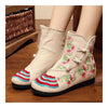 Vintage Beijing Cloth Shoes Embroidered Boots beige 35