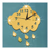 Creative 3D Silent Wall Clock Sticking Raindrop Mirror   golden