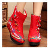 Vintage Beijing Cloth Shoes Embroidered Boots red thin shoes 35