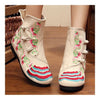 Vintage Beijing Cloth Shoes Embroidered Boots beige 35