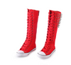 Canvas Spike Rivet Lace Up Wedges Flat Skate Mid-Calf Sneaker Boots