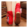 Vintage Beijing Cloth Shoes Embroidered Boots red 35
