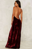 Sexy Burgundy Velvet Backless Maxi Evening Cocktail Long Party Dress