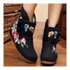 Vintage Beijing Cloth Shoes Embroidered Boots black 35
