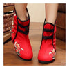 Peacock Vintage Beijing Cloth Shoes Embroidered Boots red 35
