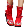 Vintage Beijing Cloth Shoes Embroidered Boots red 35