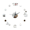 Creative Horloge Murale 3d Petit Oiseau Feuille Miroir Chiffre Argent
