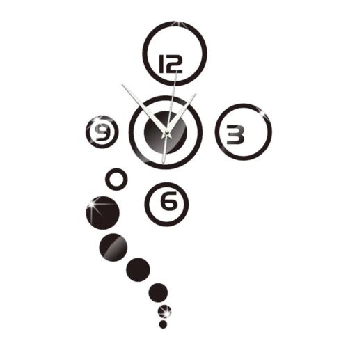 Acrylic Wall Clock Home Decoration Mirror Living Room   black