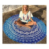 Mousseline de Soie Rond Gland Tricoté Serviette de Plage Lanterne Serviette Bleu