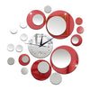 Mirror Wall Clock 3D Decoration Acrylic Circle    silver red