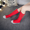 Canvas Spike Rivet Lace Up Wedges Flat Skate Mid-Calf Sneaker Boots