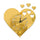 3D Silent Kid Room Wall Clock Love Heart Mirror   golden