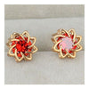 18K Gold Galvanized Austrian Zircon Earrings  red