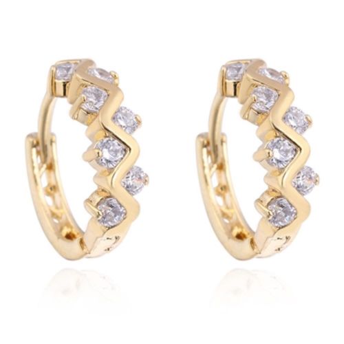 18K Gold Galvanized White Zircon Earrings