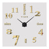 Creative Wall Clock Simple Silent DIY Mirror    golden with black hand