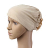 Dignified Muslim Scarf Kerchief Hat Flower Casual   beige yellow