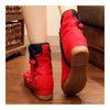 Vintage Beijing Cloth Shoes Embroidered Boots red 35