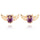 Owl Ear Studs Purple Zircon 18K Gold Galvanized