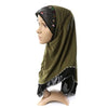 Dignified Muslim Scarf Kerchief Hat Macrame Zircon Thin    army green