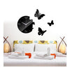 Creative Living Room Butterfly Wall Clock Acrylic Mirror   black