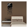 Mirror Wall Clock 3D Decoration Square Mosaic  black