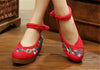 Chinese Embroidered Shoes Women Ballerina  Cotton Elevator shoes embroidered fan